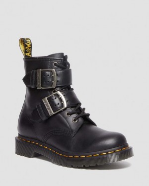 Botas Dr Martens 1460 Buckle Pull Up Cuero Lace Up Mujer Negras | CostaRica_Dr33235